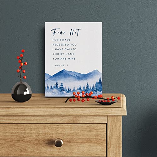 Bible Verse Canvas Print Decor Fear Not Isaiah 43:1 Wall Painting Posters Artwork Home Office Living Room Decoration 12”X15” (Framed) - color: Isaiah2