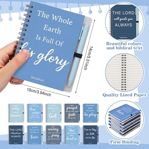 10 Set Christian Gifts Bulk for Teacher Blue Bible Notebooks - color: Blue