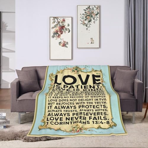 Love is Patient Love is Kind Gifts Blanket 60"X50" Bible Verses Christian Bed Throw Blanket Soft Lightweight Cozy Warm Religious Blankets for Kids Teens Men Women - color: Love, size: 60"x50"