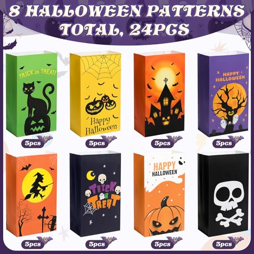 GOMANCHE 24 Pcs Halloween Treat Paper Bags, Trick or Treat Goodie Bags