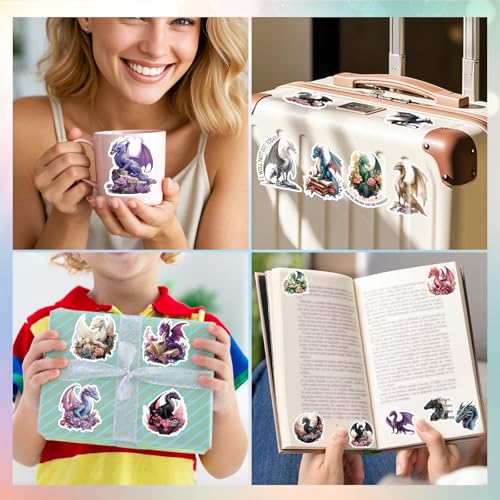 100Pcs Dragon Stickers Magic Realistic Pterosaur Reading Book Decal - color: 100pcs Dragon Stickers