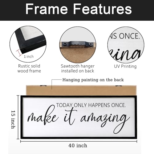 Today Only Happens Once Make It Amazing Large Wall Decor Sign 40 x 15 Inch - color: Makeitamazing-Black, size: 40" x 15"