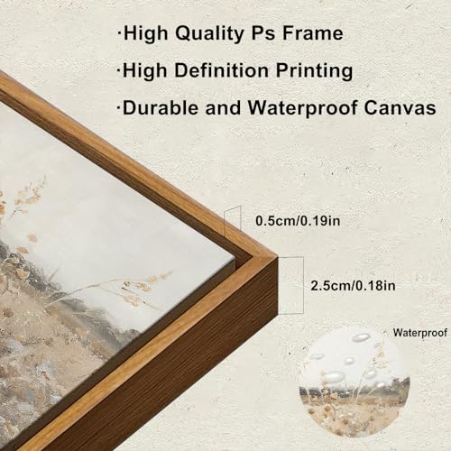 KBKBART Vintage Wall Art Framed, Retro Countryside Autumn Wildflower Field Landscape Canvas Painting Farmhouse Decor Wall Art, Rustic Fall Landscape Bathroom Wall Decor for Bedroom(9"x11") - color: Country Field, size: 11"L x 9"W