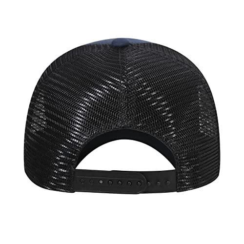 Baseball Cap, American Flag Trucker Hat for Men Women, Breathable Adjustable Fit Outdoor Mesh Snapback Hats - color: Navy/Black Flag