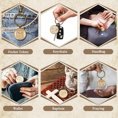 Fumete Bible Verse Religious Christian Keychain Bulk - color: Bronze