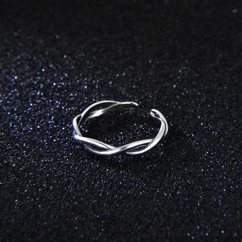 925 Sterling Silver Celtic Knot Open Adjustable Ring for Women Size 4-7 - color: Three line twist