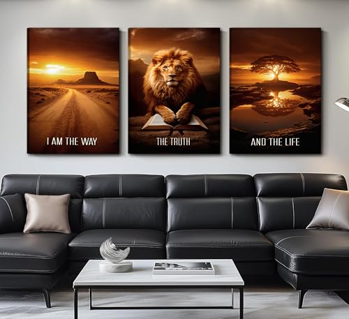Framed 3 Pcs Christian Faith Canvas Prints Wall Art 12x16 Inches - color: brown, size: 12x16Framed