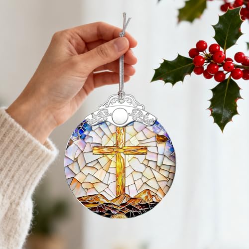 Catholic Cross Ornament, Christian Christmas Ornament, Christmas Tree Ornament, Religious Home Decor, Christian Gifts for Her, Religious Gifts, Gift Exchange, Gift Idea - Pattern B - color: Cross Pattern B