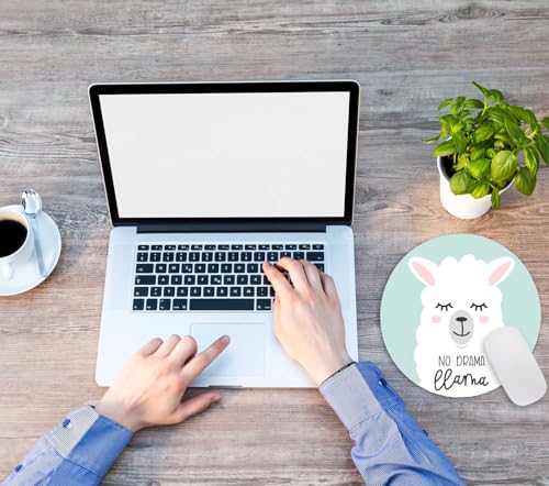 Mouse Pad, Cute Llama,No Drama Llama Mouse Pad, Round Cute Gaming Cloth Mousepad for Office Laptop, Non-Slip Rubber Personalized Computer Desk Mouse Pads for Wireless Mouse 7.9×7.9×0.12 inches - color: Cute llama,No Drama llama