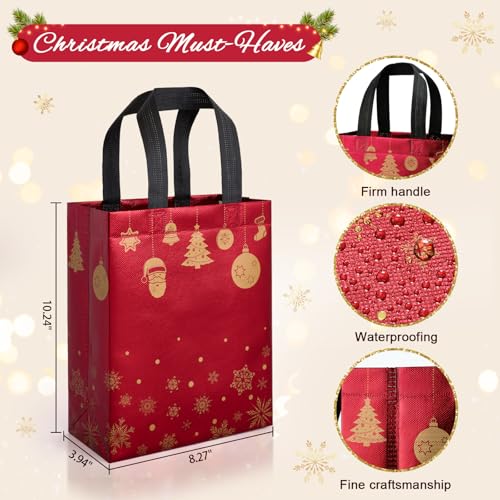 STYPOP 16 Pack 10" Christmas Gift Bags Medium Size with Tissue Paper, Reusable Non-Woven Christmas Tote Bags with Handles, Perfect for Holiday Gift Wrap/Party Favor Supplies, 10.2" × 8.3" × 4" - color: Christmas-16 Pack