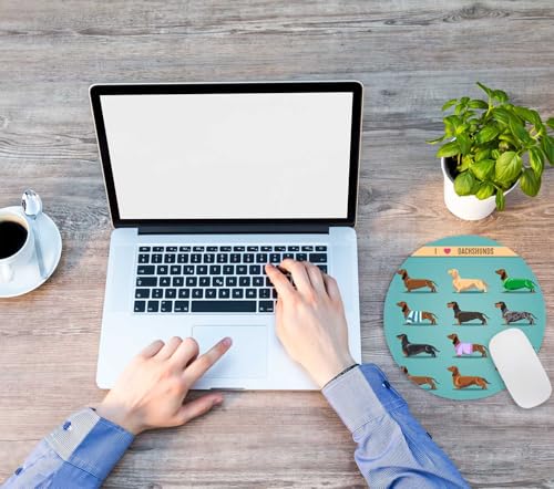 Mouse Pad, Dachshund Mouse Pad, Washable Round Cloth Mousepad for Gaming Office Laptop, Non-Slip Rubber Cute Computer Mouse Pads for Wireless Mouse, Cute Mouse Pads for Desk 7.9×7.9×0.12 inches - color: Dachshund