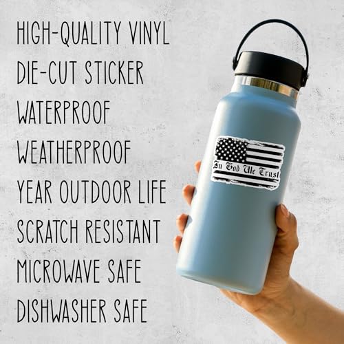 (3Pcs - 3") in God We Trust Sticker, American Flag Christian Faith Decal Religious Bible Verse Waterproof Die-Cut Vinyl Sticker for Laptop, Water Bottle, Hard Hat Gift for Him Men Father 3 Inches - size: 3 Inches