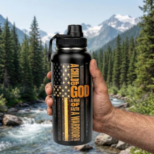 Christian Gifts for Men Stainless Steel Water Bottle 32 oz Religious Gifts - color: Christian
