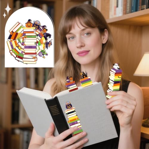 Halloween Book Tracker Bookmarks - 150 Pcs Bookshelf Bookmark Pumpkin Ghost Witch Double-Sided Page Book Markers Gifts for Women Men Office Reading Holiday Party Rewards Supplies - color: Halloween Pumpkin Ghost