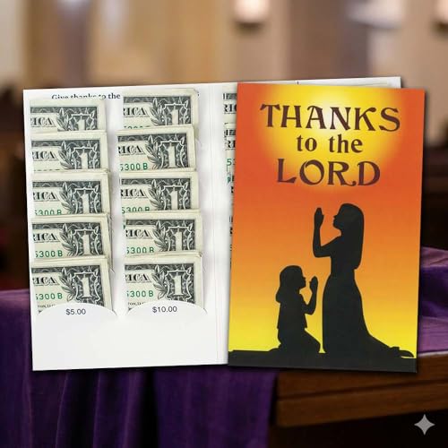 Sterling Gifts Give Thanks to The Lord $20.00 Donation Church Coin Folders for Dollars Pack of 50