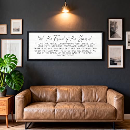 The Fruit of the Spirit Rustic Bible Verse Framed Wall Art - color: Black Frame, style: The Fruit of the Spirit