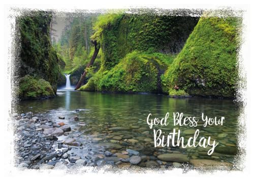 Christian Art Greetings Card-Boxed-Scenic View Assorted Birthday (KJV) (Box Of 12)