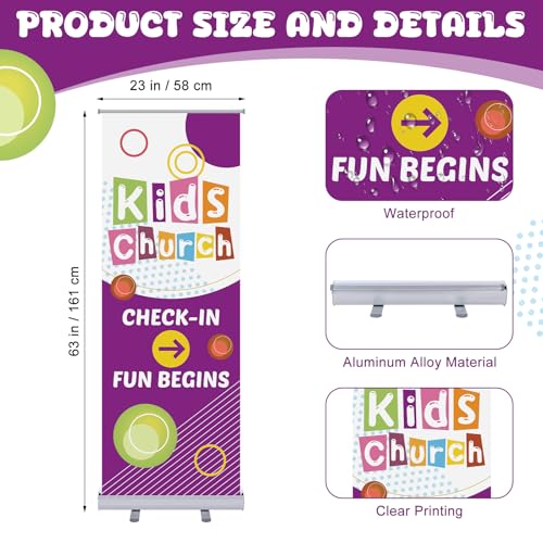 Ceenna 24 x 63 Inch Church Sanctuary Kids Check-in Retractable Banner Stand - style: Kids Church Check in