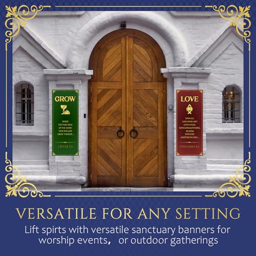 Fuweave 4 Pcs Church Banners, Scripture Worship Wall Signs for Sanctuary