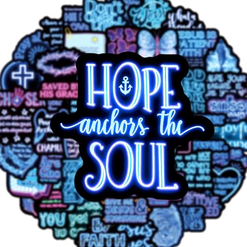50 Pcs Neon Christ Bible Water Bottle Stickers for Religious Christianity DIY Decor Fun Aesthetic Waterproof Vinyl Decals for Laptop Bumper Luggage Skateboard Guitar (Colours-B6) - color: Colours-b6