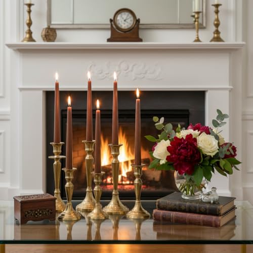 4 Pack Brown Taper Candles丨Taper Candles 10 Inch Dripless丨Unscented & Smokeless Candlesticks Bulk丨7-8 Hours Long Burning Tall Candles丨Ideal for Christmas Weddings Parties Dinner - color: Brown, size: 4 Pack Taper Candle