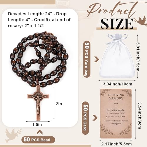 Quelay 50 Sets Funeral Favor for Guests with Rosary Beads & Memorial Cards