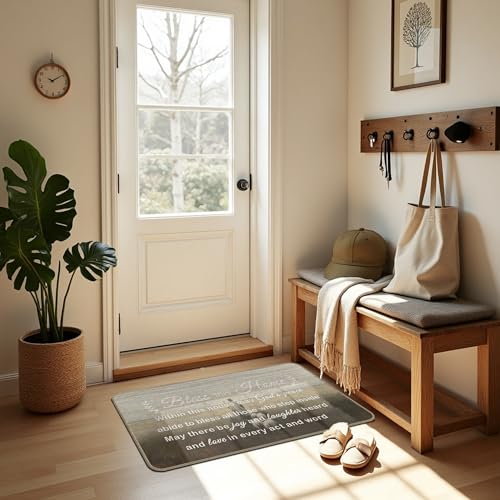 Bless this Home Decorative Indoor Outdoor Doormat,House Warming Gifts Front Door Mat 17x30 Inch Religious Decoration Welcome Mat - for Home Entrance, Outside Entry, Yard, Floor, Patio(white 02) - color: 17 Doormat C