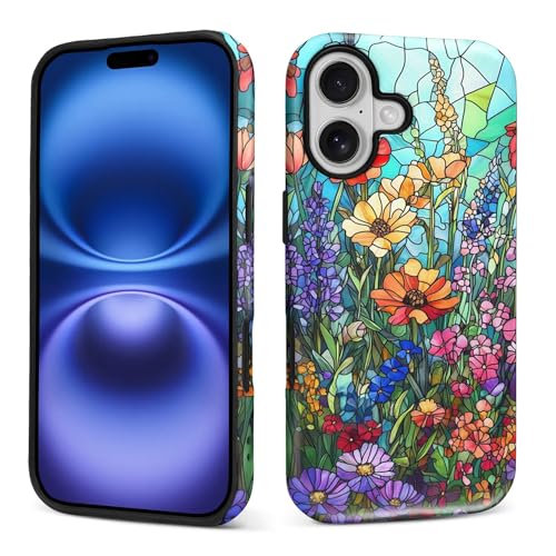 Case for iPhone 17,Drop Protection Hybrid 2-Layer Hard Phone Cover-Glazed Flowers Garden - color: Glazed Flowers Garden, size: iPhone 17