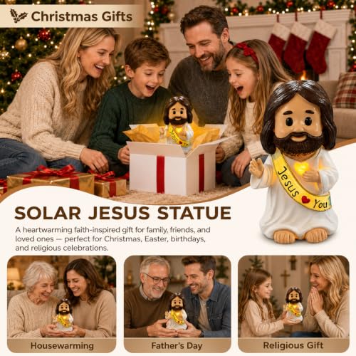 Jesus Love You Solar Lighted Figurine,10.2in Resin Outdoor Figurine Lights - color: Multicolor-jesus