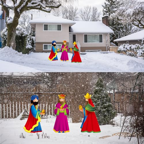 Wenqik 3 Pcs Christmas Three Wise Men Outdoor Yard Signs with Stakes Religious Nativity Scene Signs Three Kings Outdoor Lawn Decoration Set for Christmas Yard Lawn Garden Pathway Decorations
