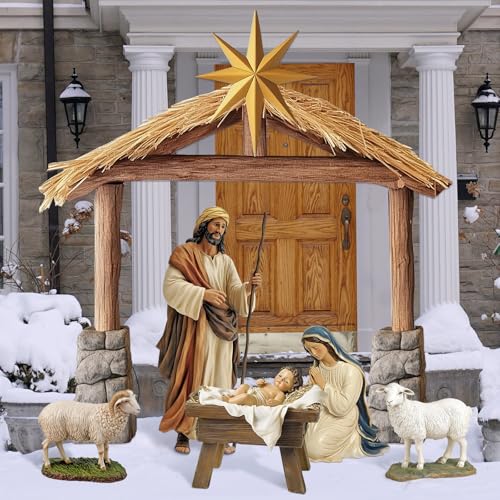 6 Pcs Christmas Nativity Scene Set 81" Tall Outdoor Nativity Scene