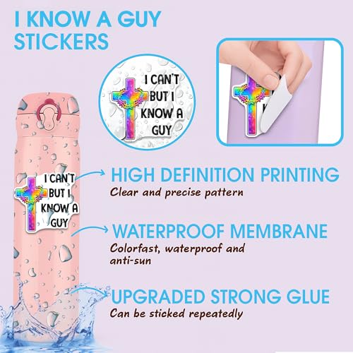 I Can't But I Know A Guy Jesus Sticker 3Pcs Decals Vinyl Waterproof Jesus Decor & Party Favors for Laptop, Water Bottle, Skateboard | Non-Repeating Decals, High-Definition Print - color: I Can't But I Know a Guy