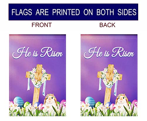 Easter Cross Tulip Flowers Burlap Religious Garden Flag, 12.5x18 inches