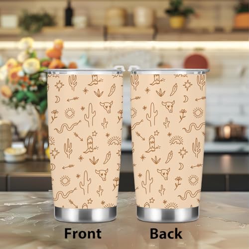Birthday Christmas Decor Boho Western Coffee Tumbler, 20 oz Tumblers, Insulated Coffee Mug, Stainless Steel Thermal Cup Travel Coffee Cup, Cow Print Western Gifts for Women Men Coworker Appreciation - color: Western Stuff 1148