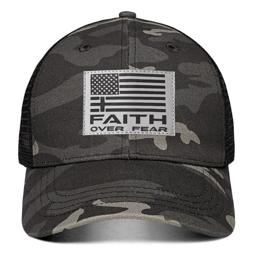 Christian Hats for Men Women, Faith Over Fear Hat - color: Camo