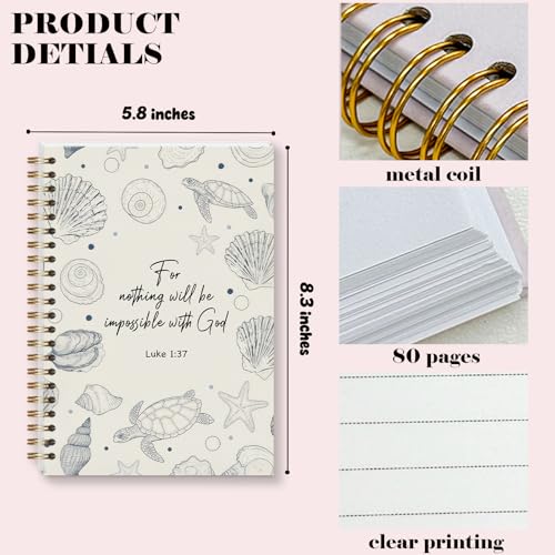 Christian Notebook for Women Men, Bible Verse Prayer Journal Gifts, Ocean Sea Life Spiral Notebook for Church Notes Taking - 5.5x8.3 - A11 - style: Christian Sea Life