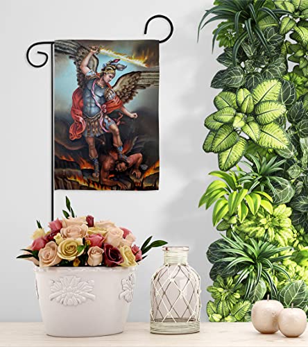 St. Michael Vanquishing Satan Garden Flag - Religious Faith Hope Grace Peace Dove Christian Religion Easter - House Decoration Banner Small Yard Gift Double-Sided Made in USA 13 X 18.5