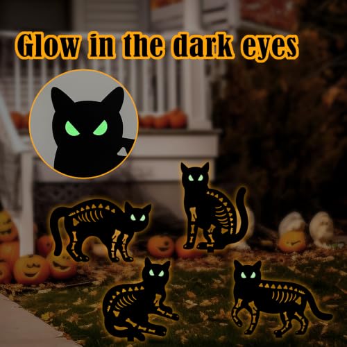 Halloween Decorations Outdoor,4 Pack Black Cat Silhouette Garden Stakes - color: Black-Cat