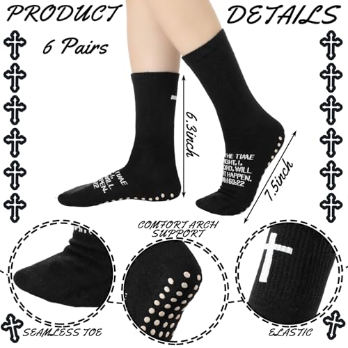 Glitopper 6 Pairs Cross Grip Soccer Socks, Us Size 6-12 - color: Black,white, style: Cross