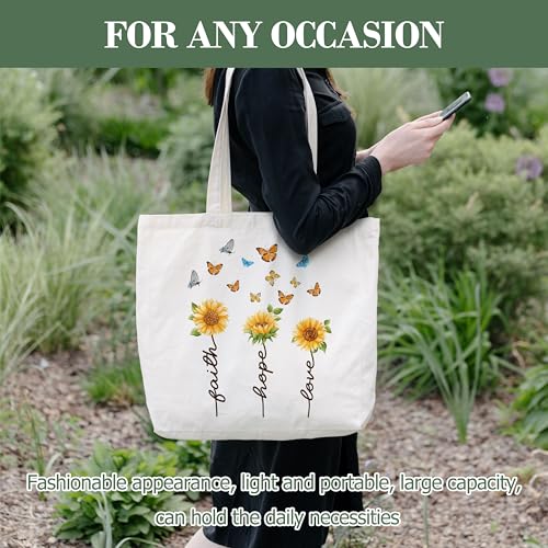 Christian Gifts Canvas Tote Bag Aesthetic for Women - style: Faith Hope Love
