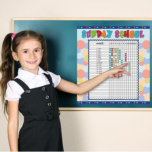 Yeaqee12 Pcs Sunday School Attendance Charts with Sticker, Blue - color: Blue