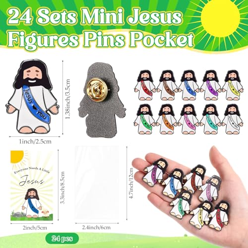 Landical 24 Set Jesus Pins Enamel with Cards,10 Colors + Classic Style - style: 10 Colors + Classic Style
