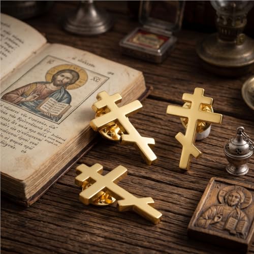 10/20/50/100Pcs Gold Plated Eastern Orthodox Cross Religious Pins Bulk