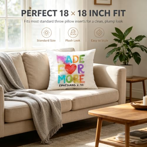 Made for More Ephesians 2:10 Pillow Cover 18x18 Inch - color: Colorful Hearts