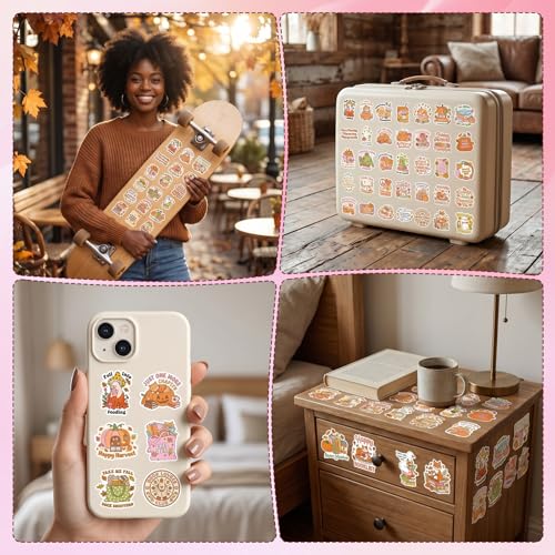 100 Pcs Fall Bookish Stickers for Adult, Vinyl Pumpkin Decals - style: Fall Bookish