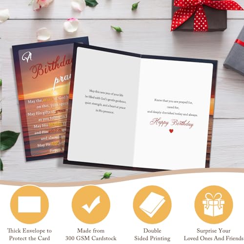 Qiliji Religion Birthday Card for Women Men, Christian Birthday Prayer Card for Him Her, Faith Based Bday Blessings Cards for Believer - color: Religion