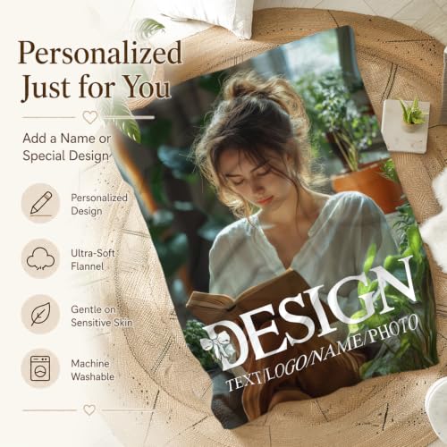 Blanlet Gift Personalized Photos Blankets, Cozy Soft Throw with Name - color: White