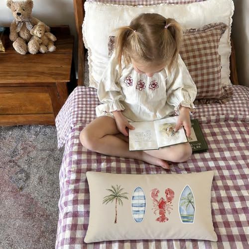 Surf Beach Room Decor, Coastal Beach 12x20 Pillow Cover - color: 01-coastal Pillow Cover-retro(white)