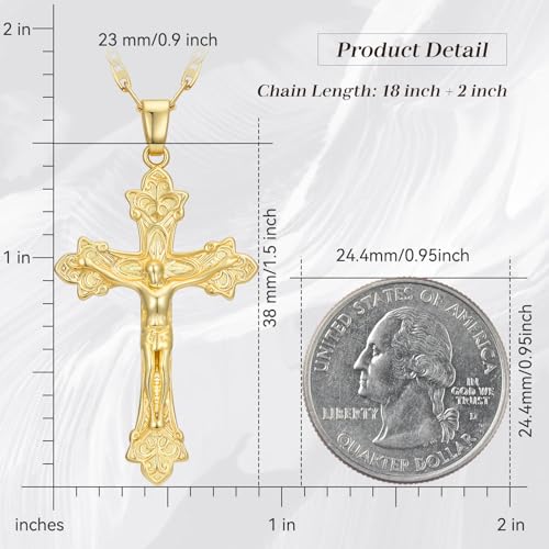 14K Gold Cross Necklace for Women Elegent Gold Cross Pendant Necklace Religious Jewelry Gift - style: J