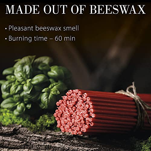 Danilovo Thin Taper Beeswax Candles - Honey-Scented, Decorative Candles Ideal for Birthday Decoration or Church Prayers - Red Drip Free, Tall & Smokeless Pack of 50 pcs, 7.3 x 0.24 inch - size: 7.3 in